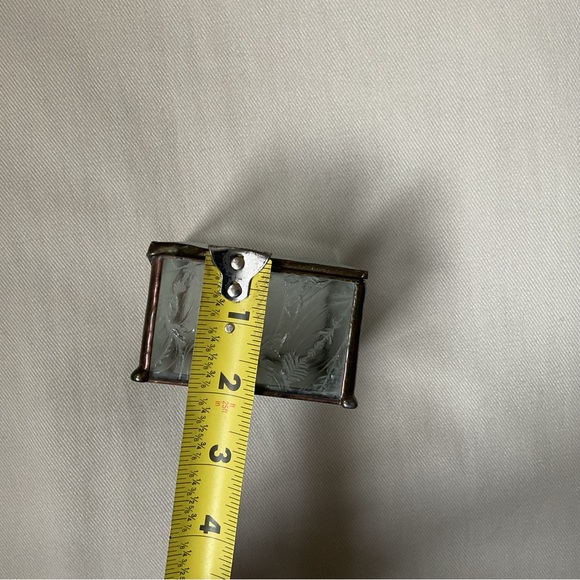 Vintage Etched Glass Trinket Box Curio Jewelry 3” Square Hinged - Picture 7 of 7